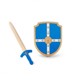 Espada e escudo de madeira